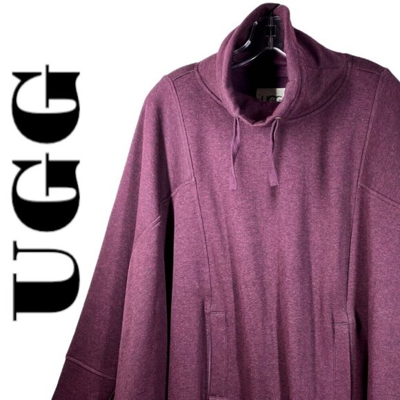 UGG Charlynne Burgundy Red Fleece Lined Mock‎ Neck Cape Poncho, Large - Picture 5 of 15